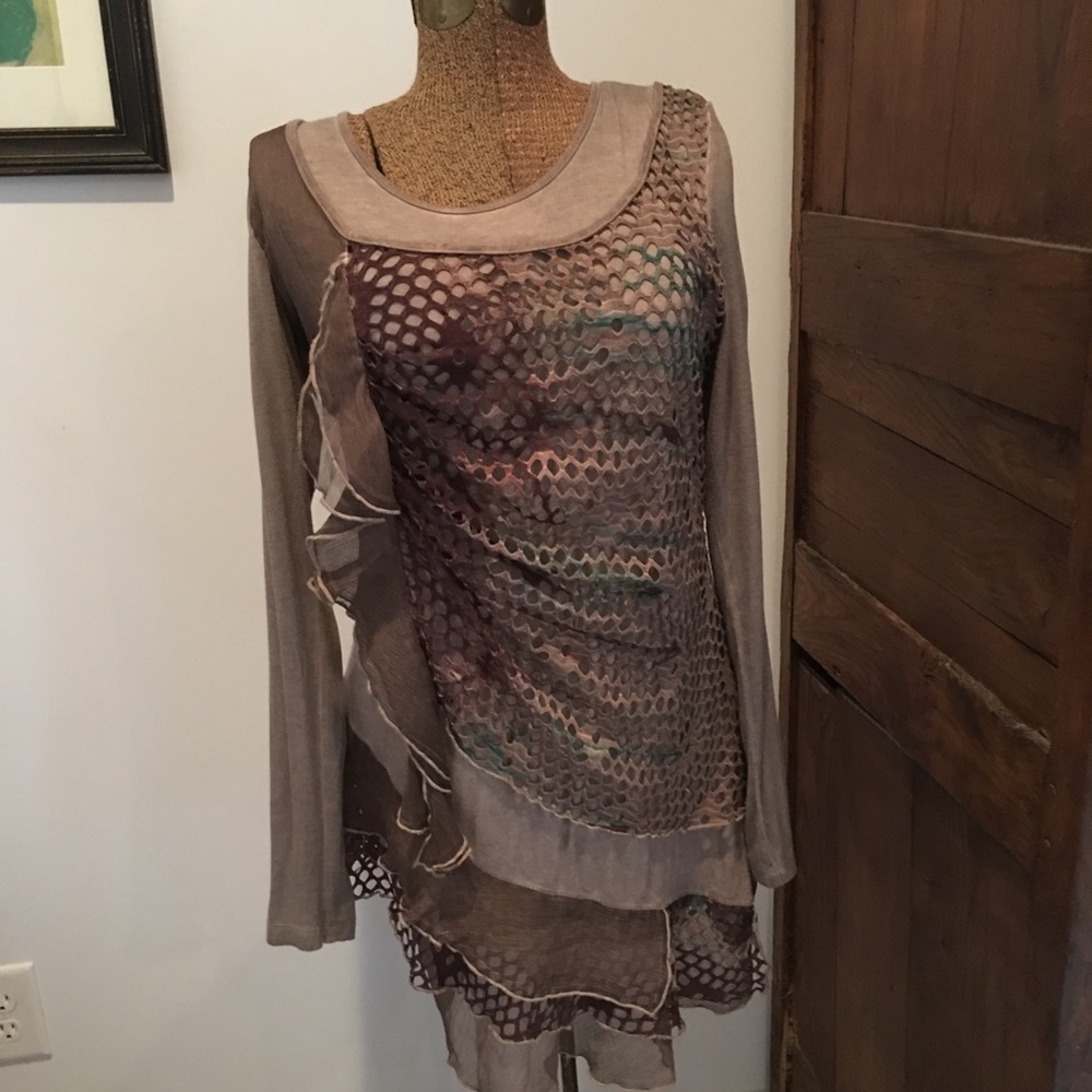 Unique, layered tunic top.